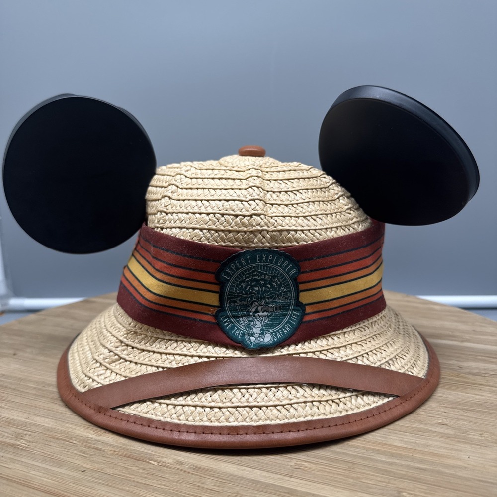 Disney Animal Kingdom Ears Hat Youth Safari Mickey Expert Explorer Straw Buckets